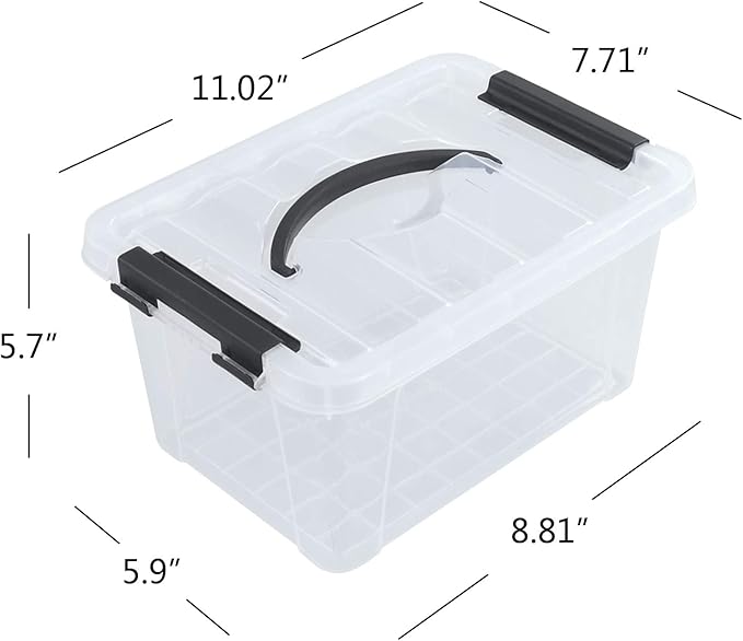 6-pack Clear Storage Boxes Latching Storage Bins with Lids 11.02'' x 7.71'' x 5.7''