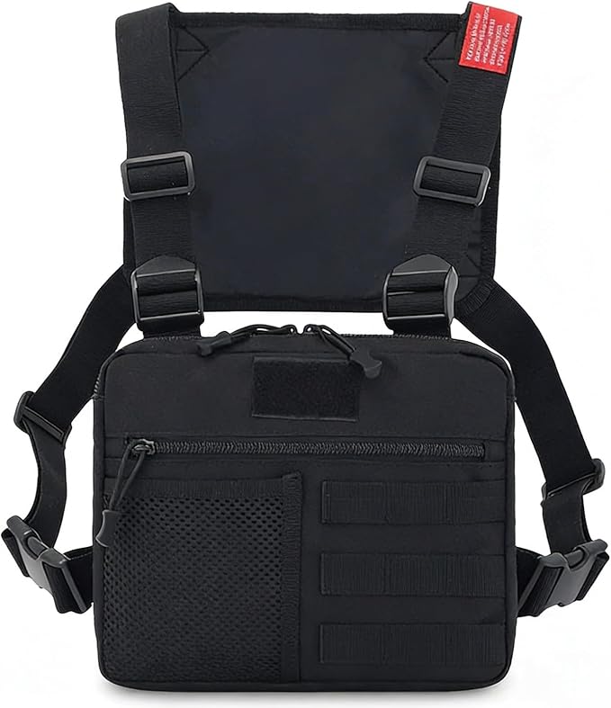 Tactical Chest Pack EDC Chest Bag 600 Nylon Utility Tackle Bags Outdoor Sports Camping Hiking Hunting Pack(Black)