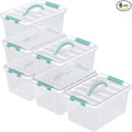 14 Quart Latching Storage Box with Lids/Handles Plastic Clear Storage Totes Set of 6