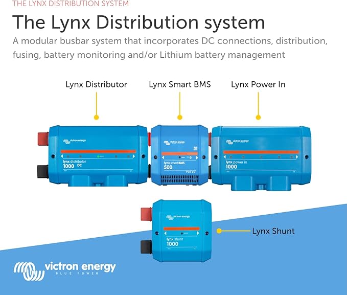 Victron Energy Lynx Smart BMS 500 M8 – Battery Management System for Smart Lithium Batteries Bluetooth Monitoring 500A Shunt Pre-Charge Contactor Blue