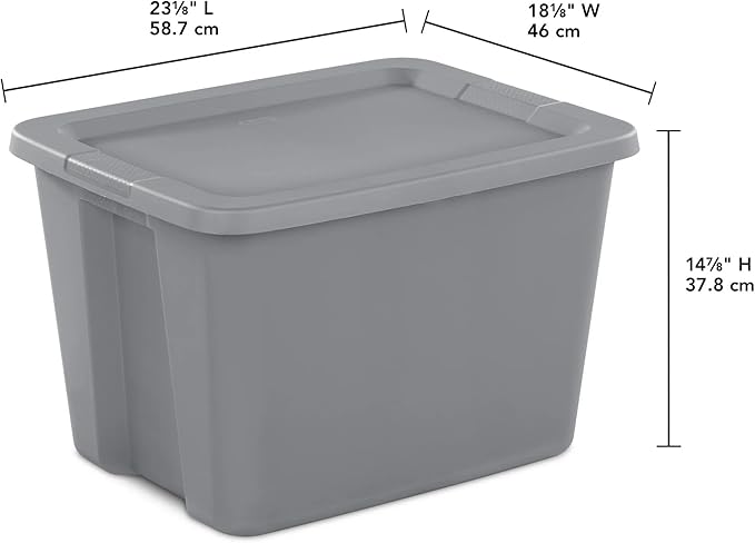 KKEATOY 18 Gallon Storage Tote Box Plastic Storage Bin Tote Organizing Container With Durable Lid Stackable and Nestable Snap Lid Plastic Storage Bin Gray Set of 2