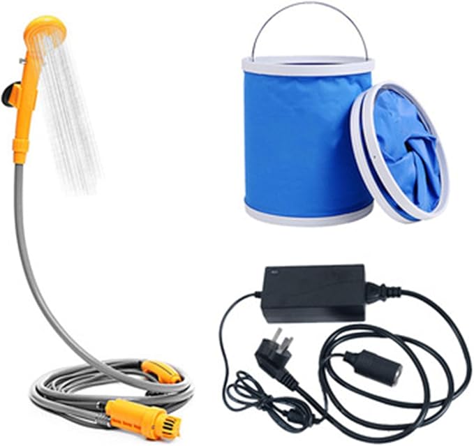Camping Car Shower 12V Electric Outdoor Shower KitPortable Camping Outdoor Shower for Camping and Car WashingPet Washing (B)