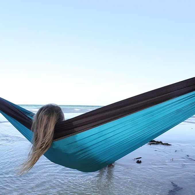 Vivere Double Parachute Camping Hammock Includes Stuff-Sack (Chocolate/Turquoise)
