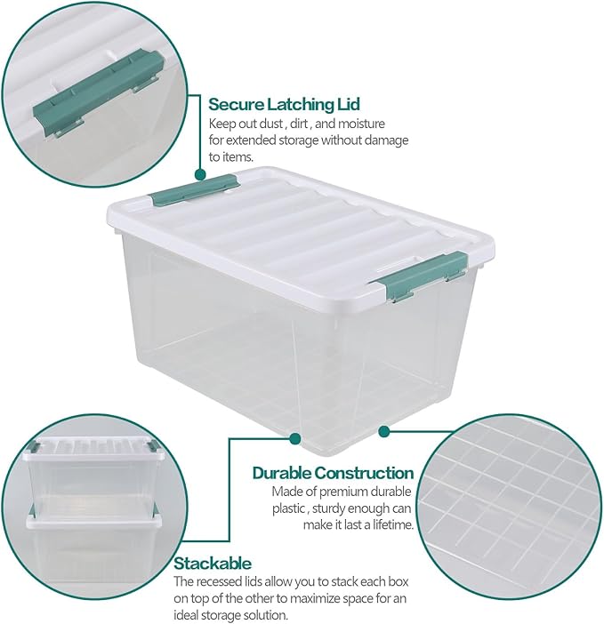 35 Quart Plastic Storage Bins with Lids 4-Pack Stackable Clear Storage Organizing Box for Garage Closet Kitchen
