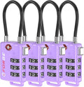 Forge TSA Approved Luggage Locks Re-settable Combination with Alloy Body Purple 4 Locks.