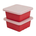 ECR4Kids Square Bin with Lid Storage Containers Red 2-Pack