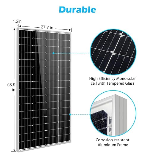 SUNGOLDPOWER 200 Watt Solar Panel Monocrystalline Solar Panels for 12V/24V/48V System High Efficiency Solar Module Grade A Solar Cell for RV Boat Marine Rooftop and Off-Grid