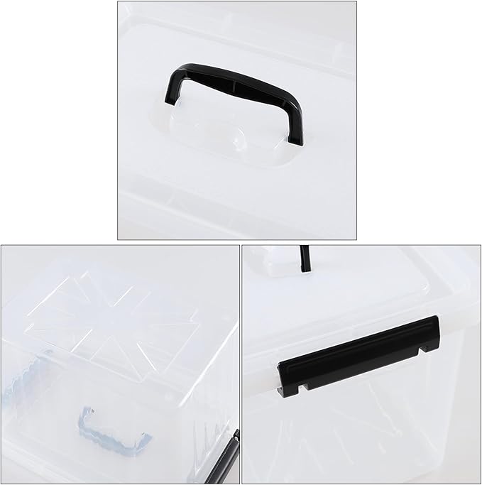 6-Pack 12 Quart Plastic Storage Box with Latching Lid Clear Storage Latch Bins