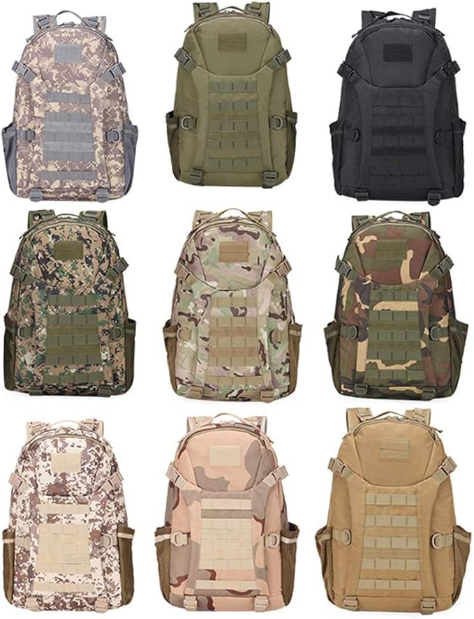 Outdoor Sports Pack Hiking Bag Tactical Rucksack Camo Knapsack Combat Camouflage Tactical Molle 30L Backpack - Black