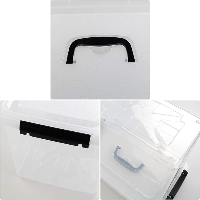 Farmoon 12 Quart Clear Storage Bin Plastic Stackable Box/Cotainer with Lid and Black Handle