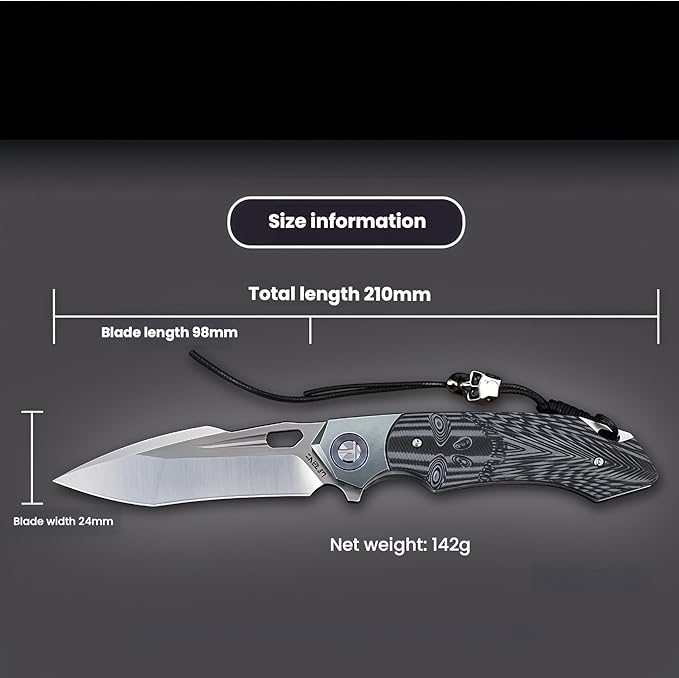 Folding Knife Hiking Gear Outdoor Knives HRC 58-60 G10 Handle Ball Bearing Pivot Lightweight Outdoor Knife for Backpacking Small Pocket Knife for Men Gifts for Hunters Men who have Everything