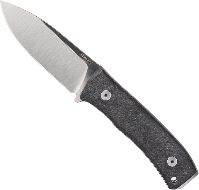 LionSTEEL M4 Fixed Blade FatCarbon Glow in the Dark Carbon Fiber Handle Scales Full Extended Tang Construction M390 Steel Blade Triple Stitched Leather Sheath KAVISO Exclusive