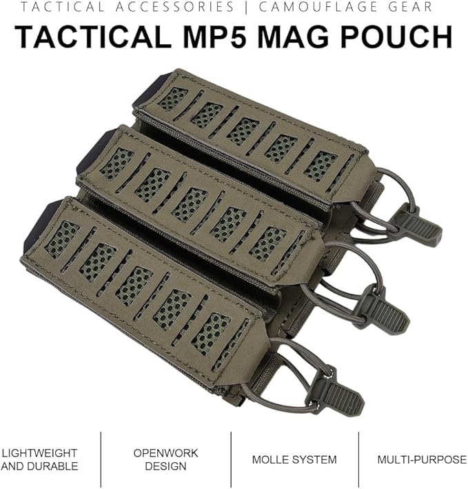 SINAIRSOFT Tactical Triple MP5 Mag Pouch Quick Pull Pistol Magazine Bag for Outdoor Vest Molle/Platform MP5 Pouch Holster
