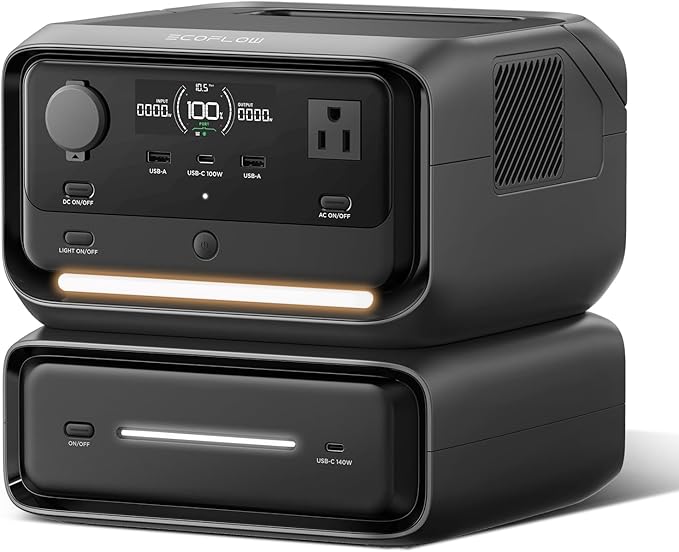 EF ECOFLOW Portable Power Station River 3 Plus with EB300 Extra Battery Expand Capacity from 286Wh to 572Wh 3 Up to 1200W AC Outlets &lt10 MS UPS &lt30 dB Quiet River 3 Max LiFePO4 Battery