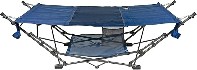 Zenithen Limited Outdoor Indoor Portable Foldable Metal Framed Lounge Hammock Furniture for Camping Backyard and Patio Full Sized Hammock with Storage Blue