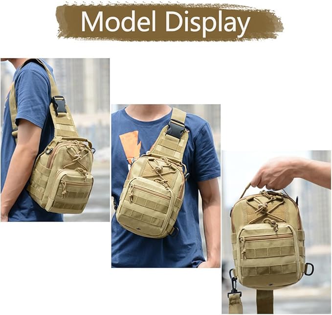Tactical Sling Bag Pack Military Rover Shoulder Sling Backpack EDC Molle Assault Range Bag (Military Green)