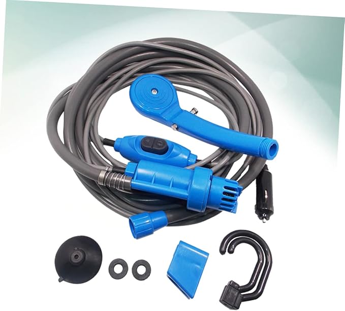 12v Portable Camping Shower Cable Electric Pump Hook Sucker for Outdoor Travel Pet Car Washing