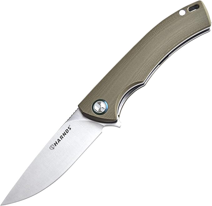 Harnds Talisman CK9168 Pocket Knife with Ball Bearing Pivot System Folding Knife with G10 Handle Pocketclip(warm sand handle)