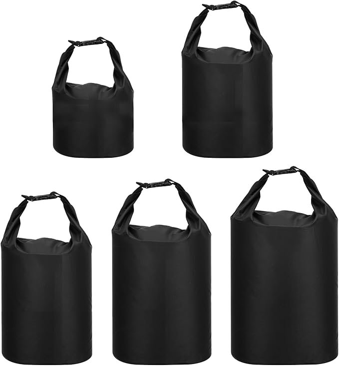 PATIKIL Waterproof Dry Bags 5 Pack Portable Dry Sack Roll Top Bag Lightweight Dry Storage Bag for Gym Kayaking Hiking Swimming Camping Black (1.5L 2.5L 3.5L 4.5L 6L)