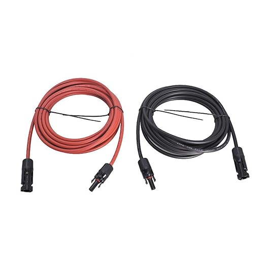 WFLNHB 25FT 12AWG Black + Red 12 Gauge Solar Panel Extension Cable Wire with Female and Male Connector Solar Connector