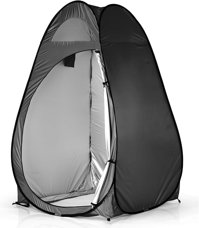 Pop Up Pod - Privacy Shower Tent with Carry Bag Dressing Room Instant Portable Toilet Stall for Camping Beach or Tailgate (Black)