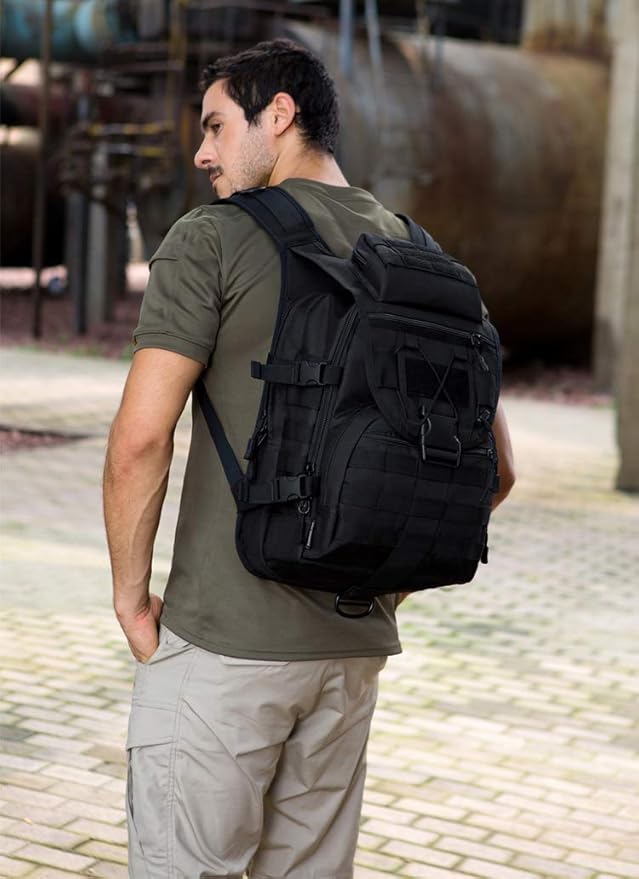 UNISTRENGH Military Tactical Backpack 40L Large Capacity 3 Day Army Assault Pack Bug Out Bag Go Bag Rucksacks for Hunting Trekking and Camping and Other Outdoor Activities Black