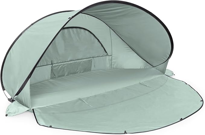 Picnic TIME Manta Portable Beach Tent Fully-Assembled Pop Up Tent Beach Shade and Sun Shelter Instant Outdoor Shade with Carrying Bag for Outdoors and UPF50+ UV Protection (Light Green)