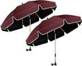 2Pack 48.8 inch Large Beach Umbrella with Clamp Sun Shade for Beach Chair 360°Adjustable UV Protection Golf Umbrella with Clip for Stroller Wheelchair Camping Chair