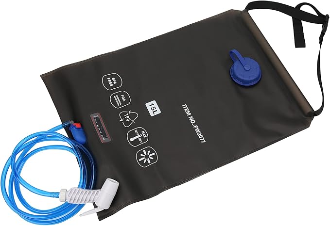 Outdoor Foldable Shower Bag Portable 15L with Shower Nozzle for Camping Beach Swimming