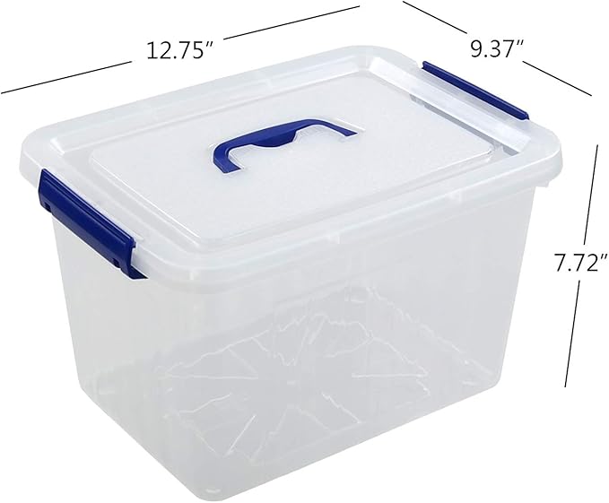 Morcte 10 L Plastic Lidded Storage Bin Clear Storage Box Pack of 6