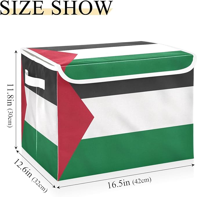 Palestine Flag Green Black Storage Bin with Lid Collapsible Bedroom Storage Closet Organizers and Storage for Home
