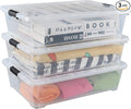 50 Quart Large Clear Underbed Boxes with Wheels Stackable Plastic Storage Bin with Lids 3 Packs