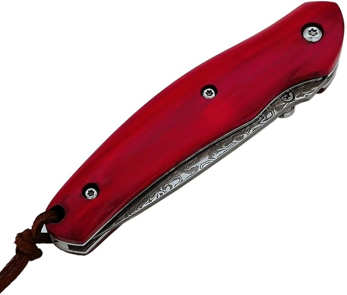 Father's Day Mother's Day &amp Heirloom Gift for Men Women - Exotic Dalbergia Wood &amp Damascus Steel Pocket Folding Knife | Collector's EDC for Husband Boyfriend Father Wife Girlfriend Mom