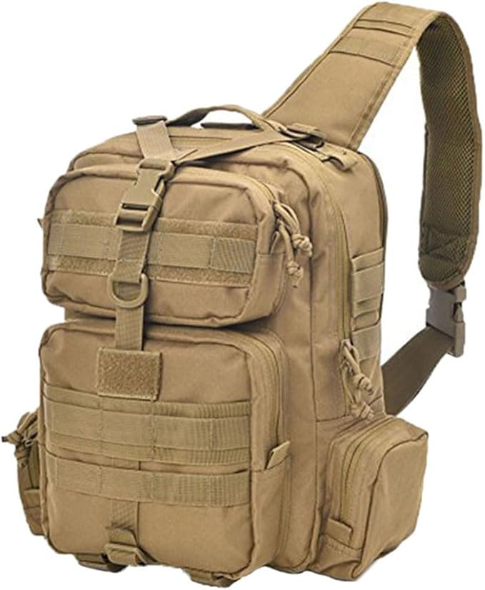 REEBOW GEAR Tactical Sling Bag Military Style Single Shoulder Sling Pack (Style 03-Tan)
