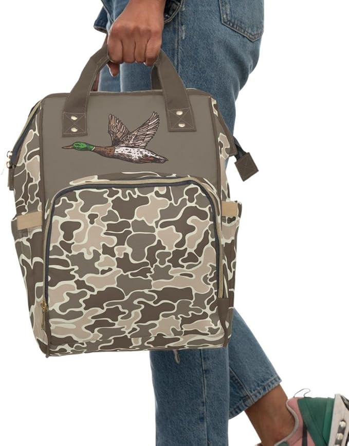 Marsh Old School Camo Duck Backpack/Camo Diaper bag/Mallard Duck Travel Bag/Hunting Bookbag/Country Life Bookbag
