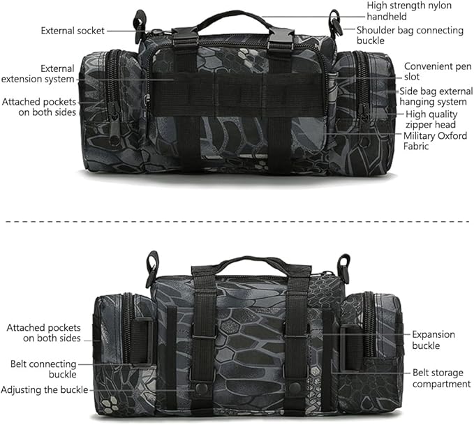 Fanny Deployment Bag Tactical Waist Pack Small Sling Pack Hand Carry Handlebar Bag (Jungle Camouflage)