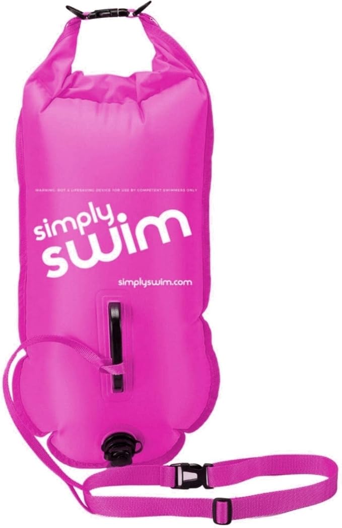 Fluorescent Swim Safety Buoy &amp Tow Float - Integral 28L Dry Bag Fluorescent Yellow