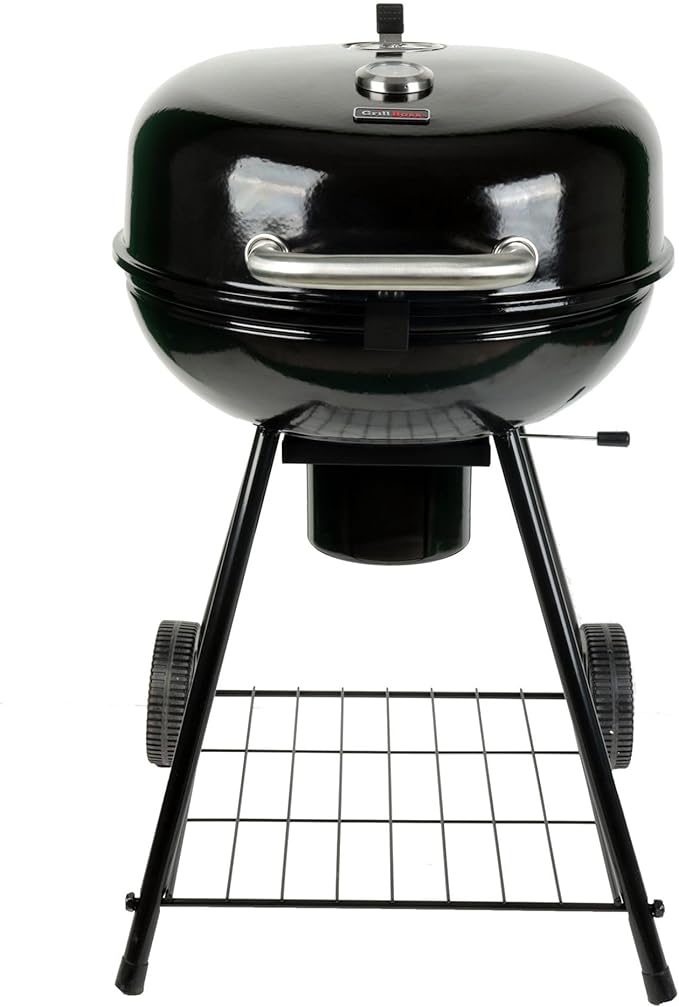 Grill Boss Charcoal Kettle Grill with Large 22-Inch Cooking Area - Includes Warming Rack Bottom Storage Shelf Ash Catcher &amp Wheels for Outdoor BBQ Tailgating Camping &amp Backyard Grilling