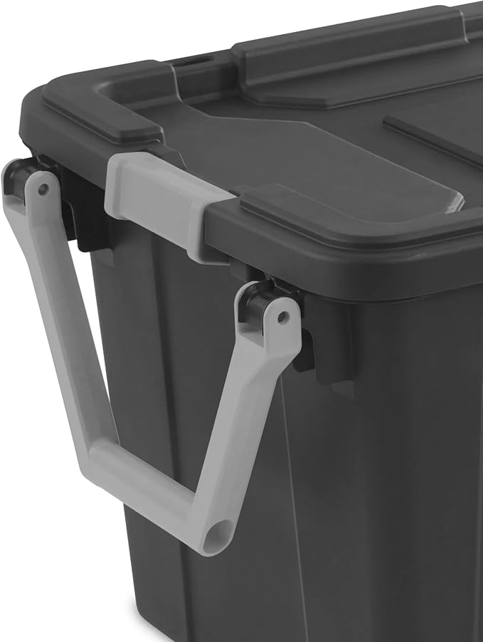 Modern Plastic &amp Metal 40 Gallon Lidded Home Storage Bins Stackable Industrial Storage Containers Tote Organizing Tote Tub Box with Wheeled Moving Boxes Set of 2 (Clear/Blue)