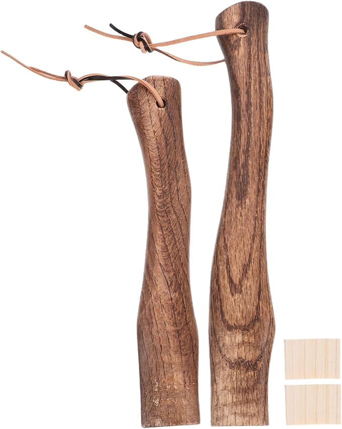 2pcs Short Wood Axe Handle Curved for Hatchet Replacement Heavy Duty Splitting Handle Solid Wood Construction Comfort Grip Fits