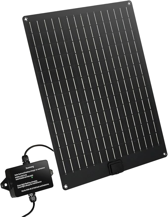 20W Solar Battery Maintainer &amp Trickle Charger MPPT &amp Pulse Tech Solar Panel Kit 12V Lead-Acid Battery Charger Weatherproof for Car Boat Dump Trailer Outdoor Use