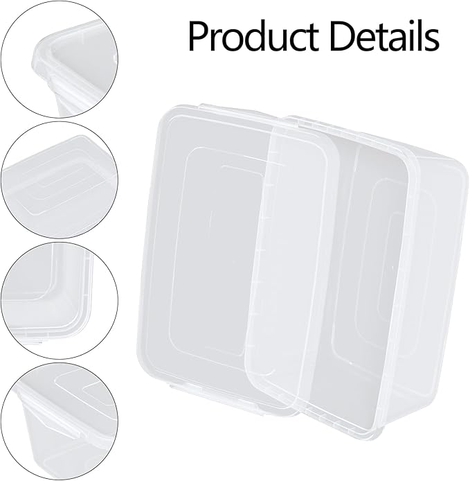 Zopnny Dough Proofing Box with 4 Trays and 4 Lids 15 x 10.4 x 5.2 Pizza Dough Container Stackable BPA-Free Trays with Covers