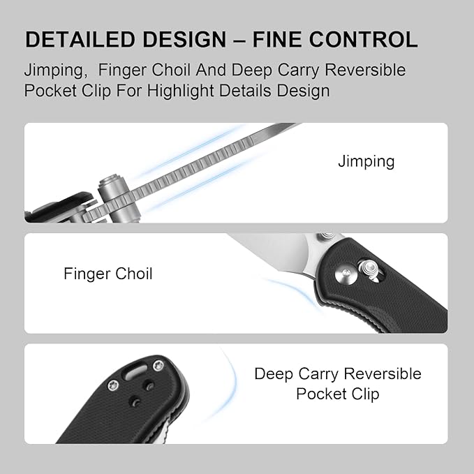 Kizer Drop Bear 2 Pocket Knife 2.84 AEB-L Drop Point Blade Folding Knife with Black G10 Handle Clutch Lock EDC Knives with Jimping on Spine for Men Women V3619.2KD1