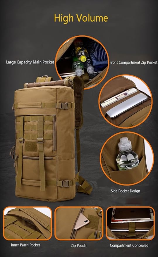 Military Tactical Backpack 55L Extra Large Waterproof Outdoor Hiking Backpack Men's Camping Backpack Hiking Duffel Bag for Hunting Hiking Fishing Climbing Travel Deserts (Color : D)