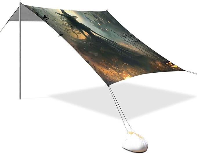 ALAZA Witch Halloween Beach Tent Sun Shelter UPF50+ Protection Beach Shade Canopy w/ 4 Sandbags for Outdoor Camping Fishing Backyard Fun Picnic 10x9 ft
