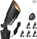COLOER Brass Low Voltage Landscape Spotlight(Black) 6-Pack with 5W Aluminum Housing MR16 LED Bulb 2700K 450LM CRI85+12V AC/DC Outdoor Uplighting Directional Garden Patio Spot Up Light(101B-Black)