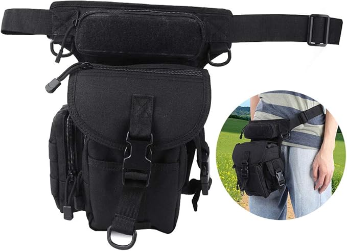 Ox Cloth Drop Leg Bag Tactical Photography Pouch with Quick Access Multifunctional Sports Leg Pack for Outdoor Activities Durable Drop Leg Bag with Adjustable Strap (Black One Size)