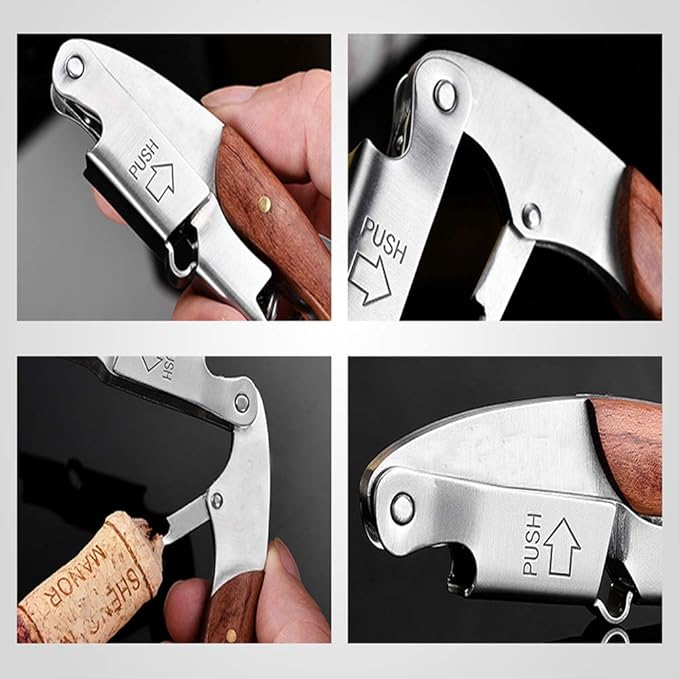 Professional Waiter Corkscrew Wine Key for Bartenders Set of 3With Long Rosewood Handle Stainless Steel Handle Wine Opener for Bar Restaurant Waiters Sommelier Bartend (Big Wood 3 Packs)