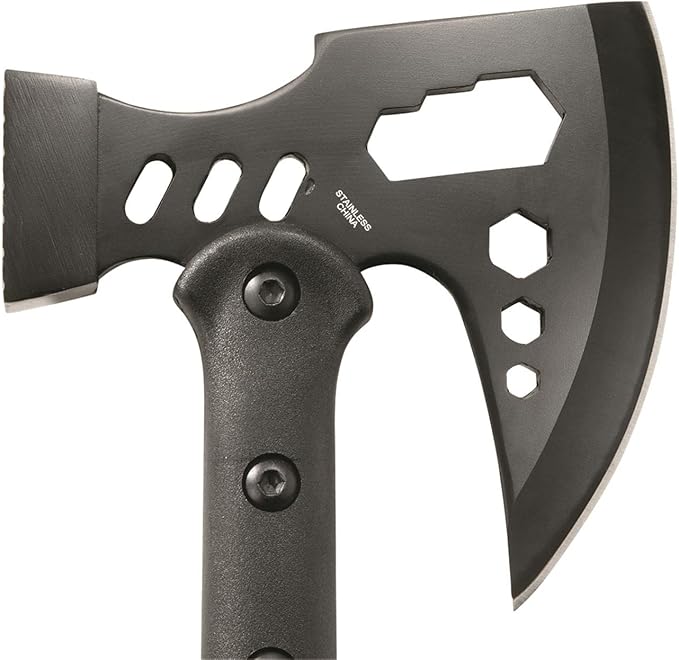 SZCO Supplies 16.25” Black Multipurpose Outdoor Camping Survival Hammer Hatchet Axe with Nylon Sheath 211557 Back
