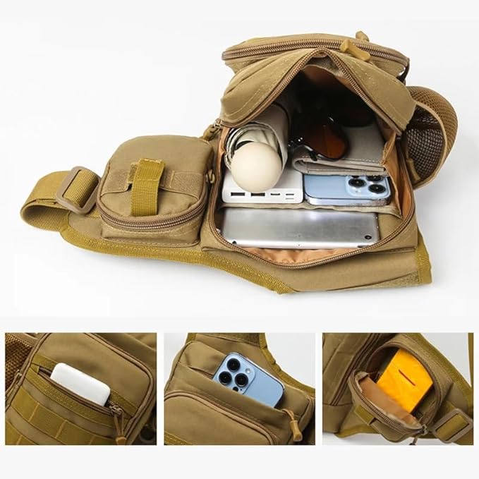 Camping Climbing Bag Chest Pouch For Men Cycling Hiking Travel Outdoor Sport Tactical Crossbody Molle Fishing Waist Fanny Pack(Army Green)